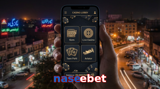 Main screen of Naseebet app page for PK players